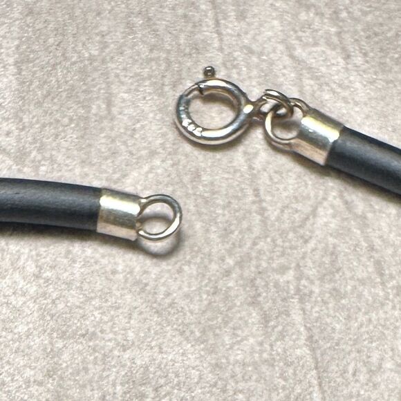 14.5” Black Cord Necklace - Minimalist | Unisex 925 Silver Clasp | Pendant Ready - Picture 4 of 16